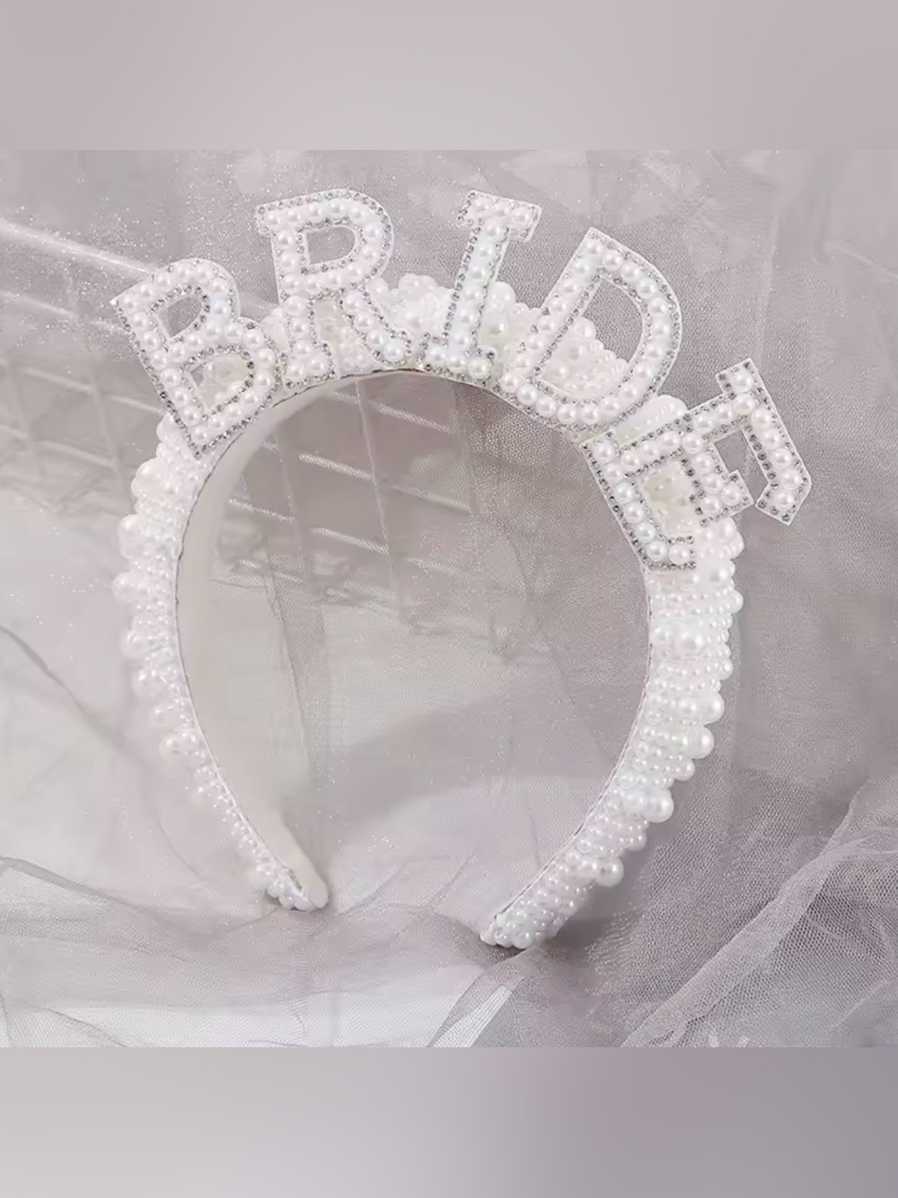 Macy's White Pearl BRIDE Headband